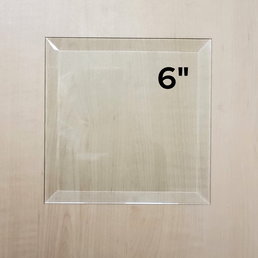 6" Clear Bevel Glass Square (6 inch) | 4 or 10 Pack
